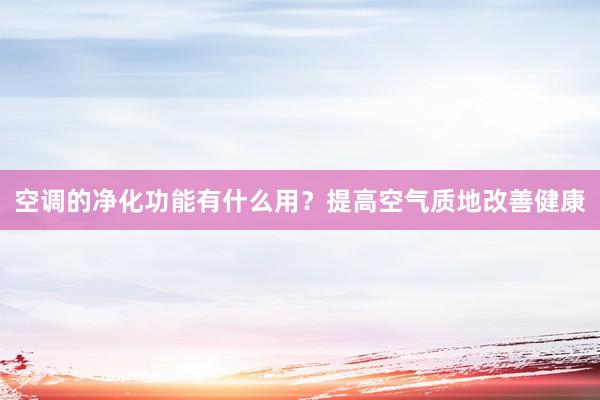 空调的净化功能有什么用？提高空气质地改善健康